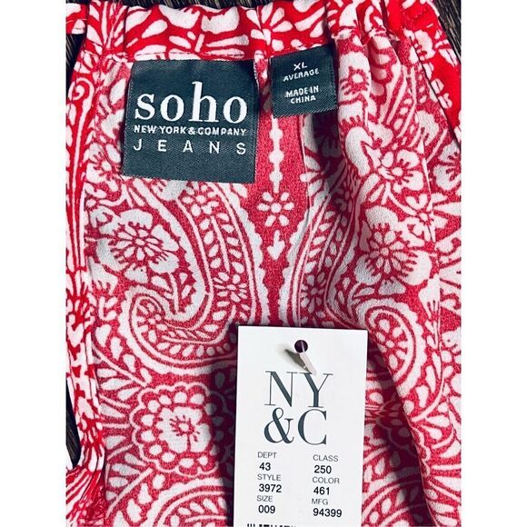 Soho Red White Blue Paisley Summer Halter Blouse Top X LARGE NWT Flowy Romantic - Picture 8 of 9